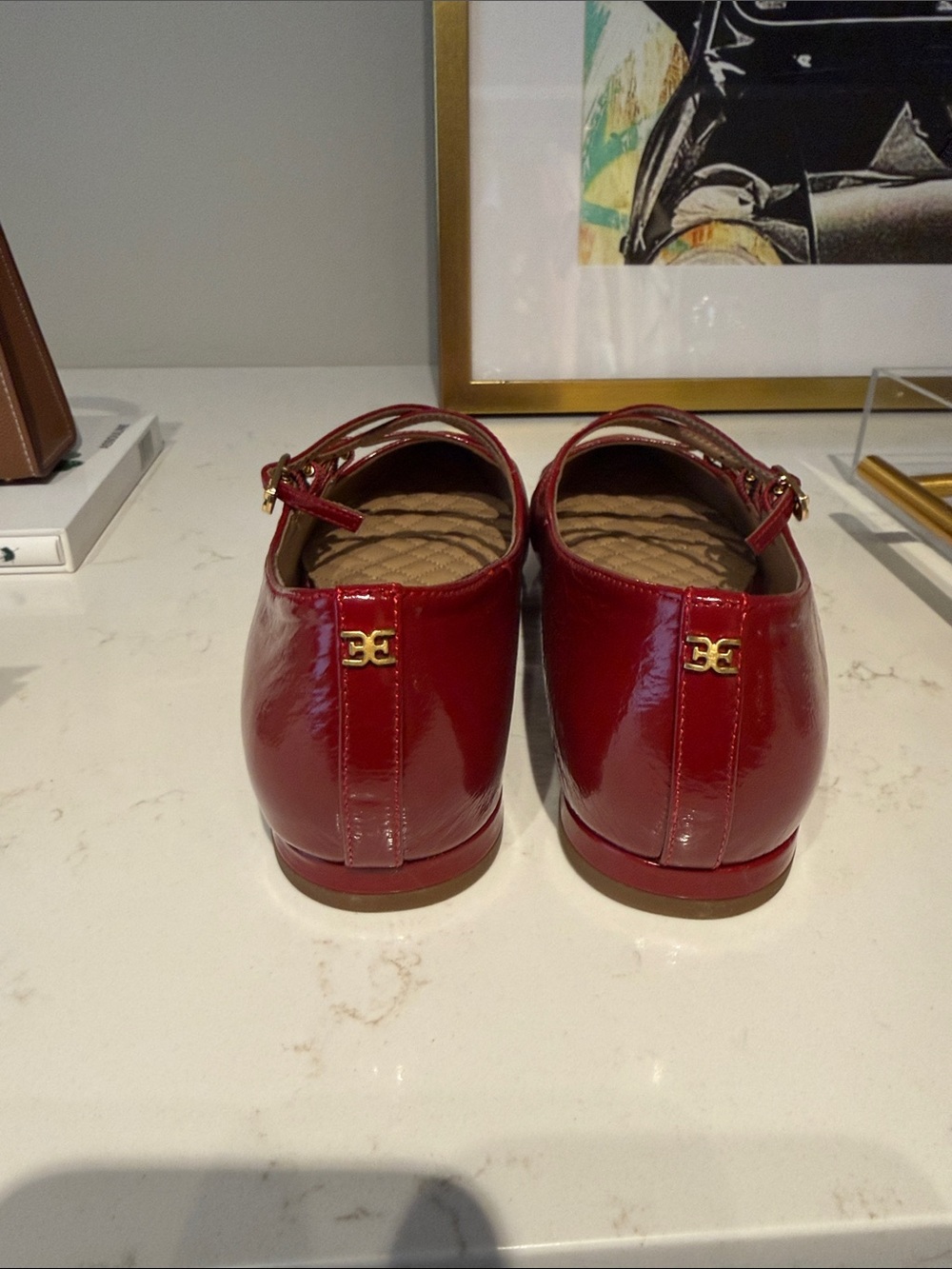 NWOT Sam Edelman Patent Mary Jane Flats in Red - Picture 2 of 3
